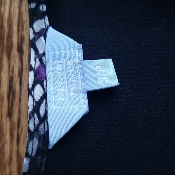 (S) Denver Hayes Geometric Design Ruffle Shoulder Tie Waist Sherr Overlay Top - Picture 2 of 7